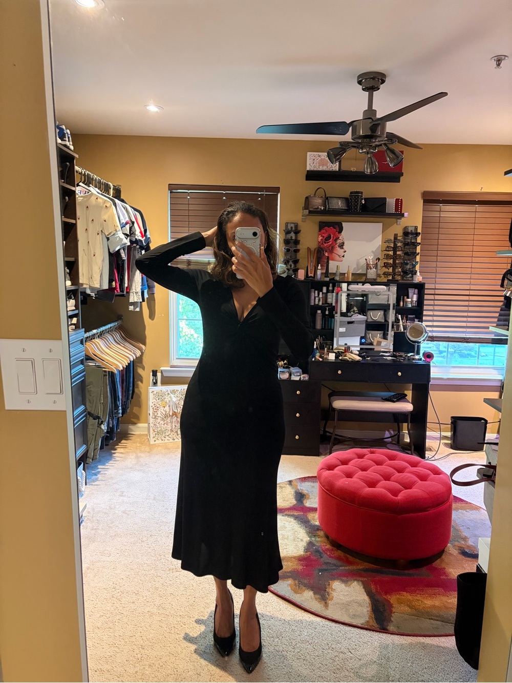 Michael Kors Black Long Sleeve Twist-Detail Midi Dress - Picture 5 of 6
